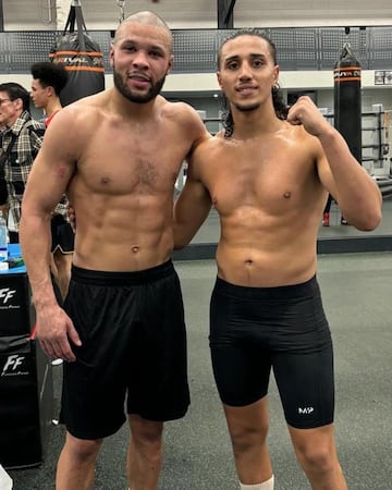 Chris Eubank Jr. y Amin Hachimi después del sparring en Londres.