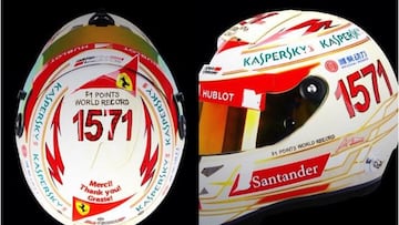 El casco del récord de puntos de Alonso para el GP de India