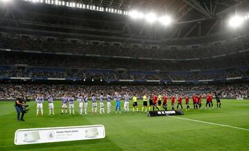 Formación de los equipos del Real Madrid y Osasuna.