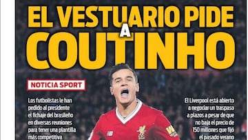 Sport: el vestuario del Barça pide fichar a Coutinho