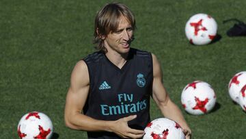 Luka Modric en un entrenamiento del Madrid.