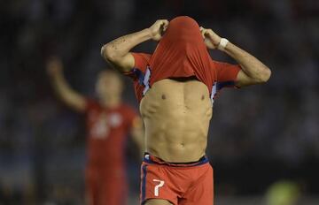 Alexis reacts after missing a chance during Chile's World Cup qualifying defeat to Argentina.