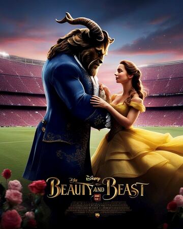 La pareja protagonista realiza su ic¨®nico baile en el c¨¦sped del Camp Nou.