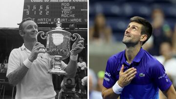 El tenista australiano Rod Laver y el tenista serbio Novak Djokovic.