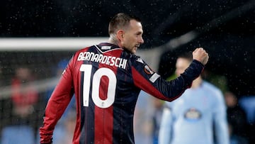 Federica Bernardeschi celebra uno de los dos goles anotados ante el Celta en Balaídos.