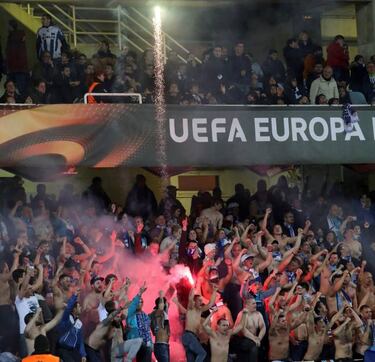 Woman hit on head by seat at Anoeta during Málaga defeat