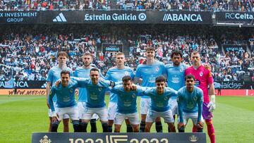 Formación inicial del Celta contra el Villarreal en Balaídos.