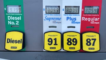 FILE PHOTO: Gas prices over the $8.00 mark are advertised at a Chevron Station in Los Angeles, California, U.S., May 30, 2022. REUTERS/Lucy Nicholson/File Photo