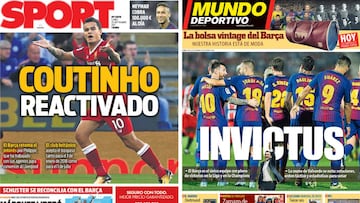 Portadas de &#039;Sport&#039; y &#039;Mundo Deportivo&#039; del lunes, 25 de septiembre de 2017.