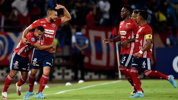 Jugadores de Independiente Medellín en Copa Sudamericana.