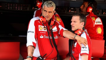 Maurizio Arrivabene y James Allison en el GP Bélgica 2015.