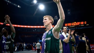 Alegr¨ªa del Unicaja. Primer plano de Alberto D¨ªaz.