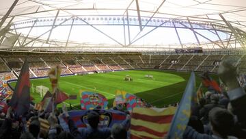 La nueva cubierta del estadio Ciutat de Valencia.