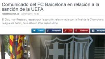 Captura del comunicado del Barça.