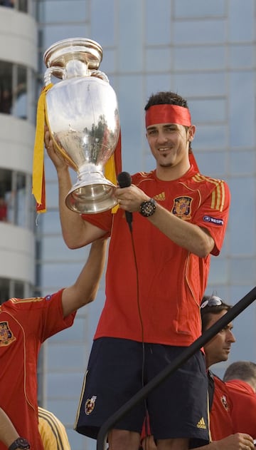 Villa celebra la Eurocopa 2008.