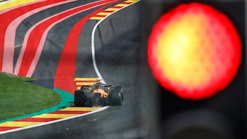 McLaren's British driver Lando Norris takes part in the qualifying session ahead of the Formula One Belgian Grand Prix at the Spa-Francorchamps circuit in Spa, on July 26, 2025. (Photo by SIMON WOHLFAHRT / AFP)