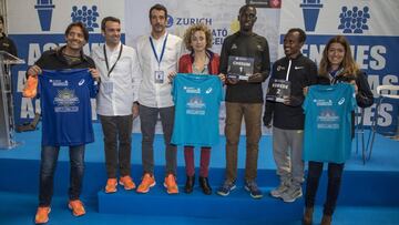 Jonah Chesun y Tsegaye Kebed en la presentacion del Maratón de Barcelona 2018