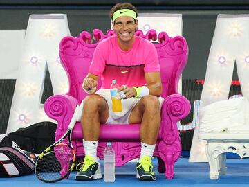 MELBOURNE, AUSTRALIA - JANUARY 14:  Rafael Nadal of Spain reacts in his match against Omar Jasika of Australia during Rafa&#039;s Summer Set at Melbourne Park on January 14, 2015 in Melbourne, Australia.  (Photo by Michael Dodge/Getty Images)
 PUBLICADA 15/01/15 NA MA36 4COL