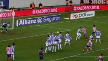 El Atlético ya ha metido seis goles de falta directa