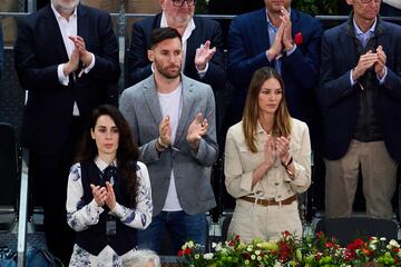 Helen Lindes y Rudy Fernández attend durante el encuentro de Rafael Nadal en el Mutua Madrid Open.