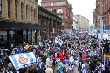 La afición del Espanyol, en Glasgow.