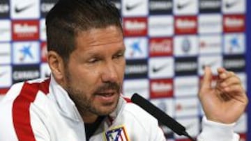 Simeone, durante la rueda de prensa que ha ofrecido de cara al partido contra el Espanyol.