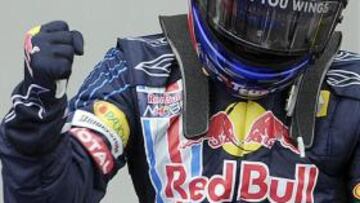 <strong>POLE.</strong> Webber, eufórico tras lograr la primera pole de su carrera.