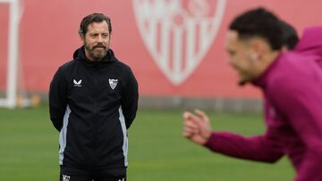 Quique, en un entrenamiento del Sevilla.