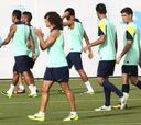 Sesión de recuperación y Puyol se ejercita con el grupo