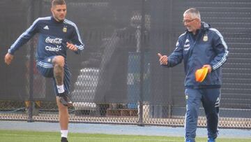 Mauro Icardi durante su primer entrenamiento con la selección argentina.