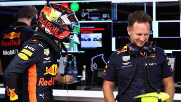 Christian Horner y Max Verstappen