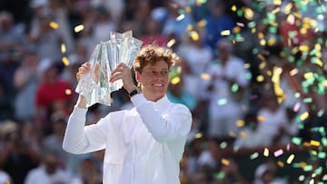Jannik Sinner, durante la entrega de trofeos de Indian Wells.