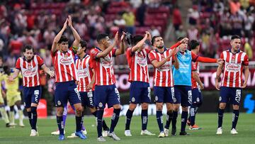 Erick Gutierrez, Gilberto Sepulveda, Ricardo Marin of Guadalajara during the 12th round match between Guadalajara and America as part of the Torneo Clausura 2024 Liga BBVA MX at Akron Stadium on March 16, 2024 in Guadalajara, Jalisco, Mexico.