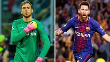 Oblak y Messi. 