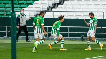 Celebrate score of Aitor Ruibal of Real Betis during LaLiga, football match played between Real Betis Balompie and Villarreal Club Futbol at Benito Villamarin Stadium on December 13, 2020 in Sevilla, Spain.
 AFP7 
 13/12/2020 ONLY FOR USE IN SPAIN