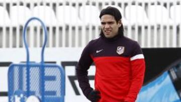 Falcao en un momento del entrenamiento de ayer.