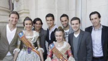 <b>EN LA MASCLETÀ. </b>Los jugadores disfrutaron ayer de las Fallas.