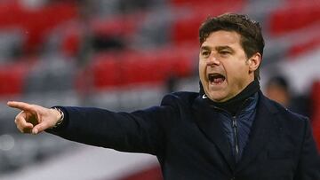 Paris Saint-Germain&#039;s Argentinian head coach Mauricio Pochettino reacts from the sidelines during the UEFA Champions League quarter-final first leg football match between FC Bayern Munich and Paris Saint-Germain (PSG) in Munich, southern Germany, on 