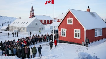 Canada's Foreign Affairs Minister Anita Anand looks on as she raises the Canadian flag on the day of the official opening of the Canadian Consulate in Nuuk, Greenland, February 6, 2026. REUTERS/Stoyan Nenov
