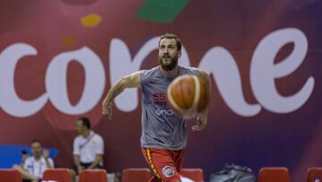Sergio Rodríguez, durante un entrenamiento con la Selección en Estambul.