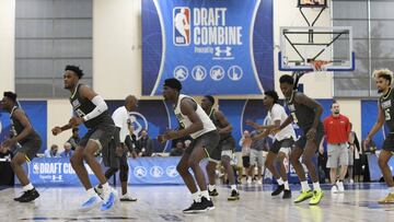 Jugadores entrenando antes del Draft de la NBA