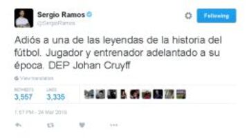 Ramos mostró sus condolencias en redes sociales.