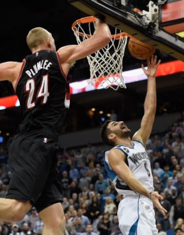 Ricky Rubio. Partido Portland Trail Blazers-Minnesota Timberwolves.