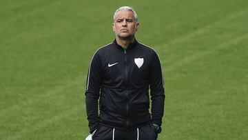 Sergio Pellicer, durante un entrenamiento del M&aacute;laga.