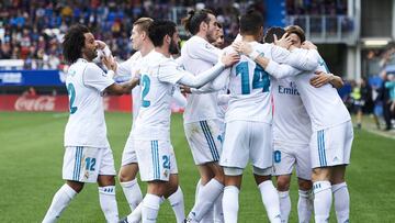 EIBAR, SPAIN - MARCH 10: Cristiano Ronaldo of Real Madrid celebrates after scoring goal during the La Liga match between SD Eibar and Real Madrid at Ipurua Municipal Stadium on March 10, 2018 in Eibar, Spain . (Photo by Juan Manuel Serrano Arce/Getty Im