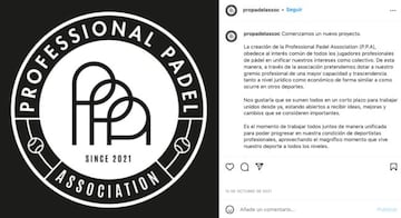 El post de presentaci&oacute;n de la PPA en su perfil oficial de IG.