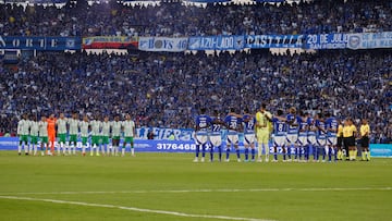 Atletico Nacional players (L) face front to front with Millonarios F.C players (R) during the BetPlay Dimayor League match between Millonarios F.C and Atletico Nacional in Bogota, Colombia's El Campin Stadium April 13, 2025. (Photo by: Jorge Londono/Long Visual Press/Universal Images Group via Getty Images)