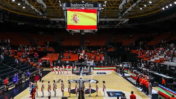 general view inside the stadium during the 2021 Eurobasket Women&#039;s Preparatory Valencia Tournament between Spain and Turkey at Fuente de Sant Luis pavilion on June 6, 2021 in Valencia, Spain.
 AFP7 
 10/06/2021 ONLY FOR USE IN SPAIN