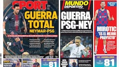 Portadas de los diarios Sport y Mundo Deportivo del d&iacute;a 9 de julio de 2019.