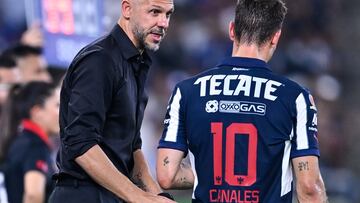 Martin Demichelis head coach and Sergio Canales of Monterrey during the 13th round match between Monterrey and Tijuana as part of the Liga BBVA MX, Torneo Clausura 2025 at BBVA Bancomer Stadium, on March 29, 2025 in Monterrey, Nuevo Leon, Mexico.